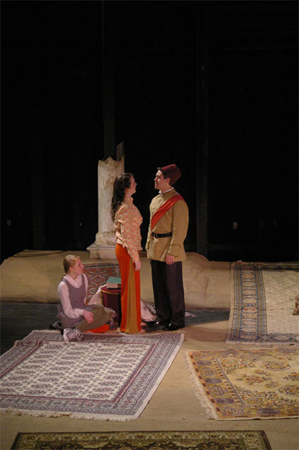Shahryar and Scheherezade confrontation-Theatre Fairfield's ARABIAN NIGHTS