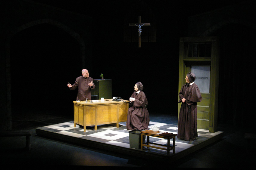 Father Flynn defends himself in the pricipal's office in DOUBT at Portland Stage Company 