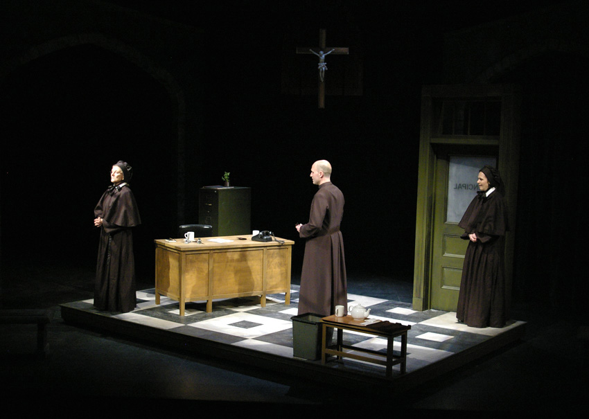 Sister Aloysius doesn't believe Father Flynn's explanation in DOUBT at Portland Stage Company 