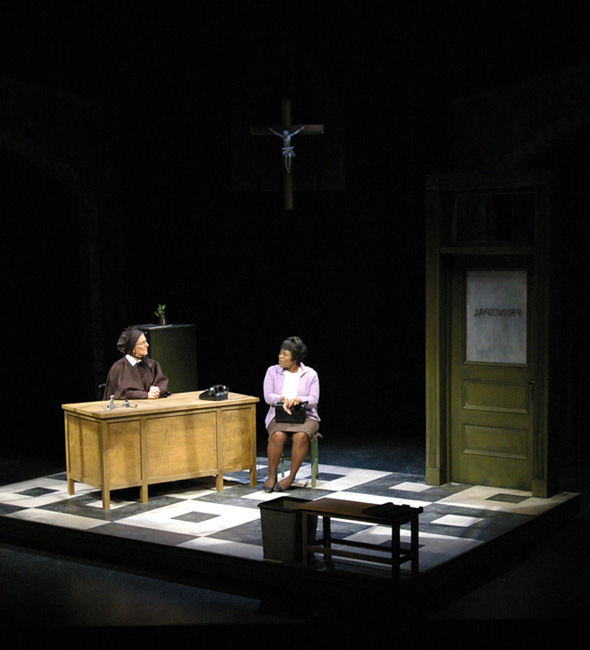 Mrs. Muller visits Sister Aloysius's office in DOUBT at Portland Stage Company 