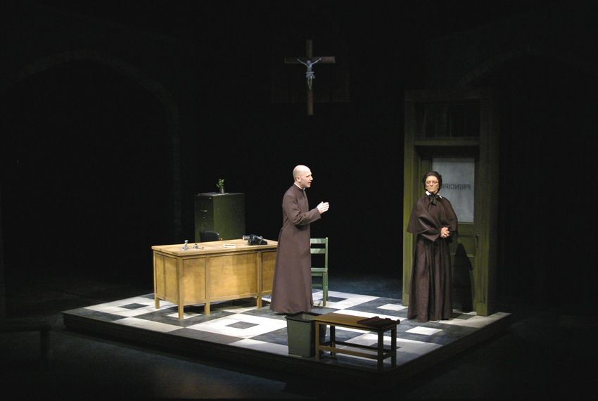 Sister Aloysius is not convinced by Father Flynn's explanation in DOUBT at Portland Stage Company 