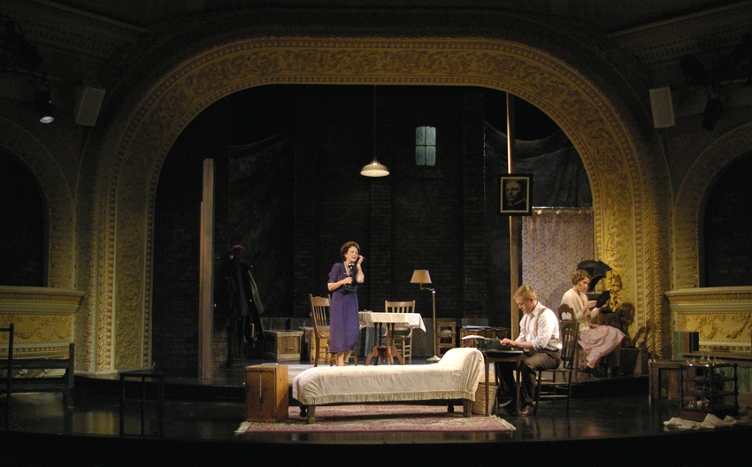 Amanda persistently sells her magazine subscriptions--Theater at Monmouth's GLASS MENAGERIE