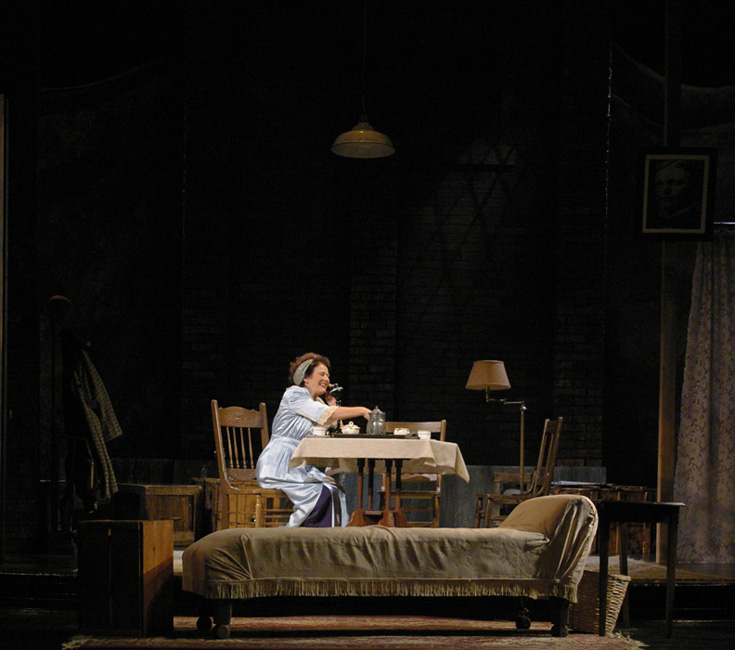 Amanda phones a customer--Theater at Monmouth's GLASS MENAGERIE