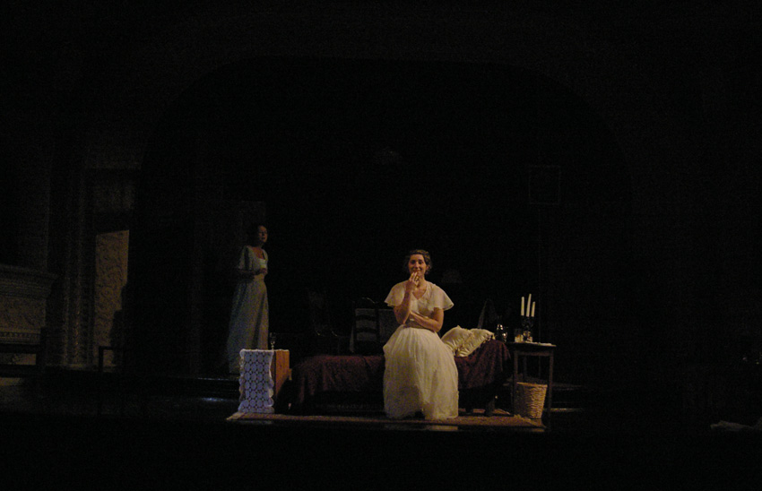 Amanda and Laura alone before Tom's final speech in GLASS MENAGERIE at Theater at Monmouth