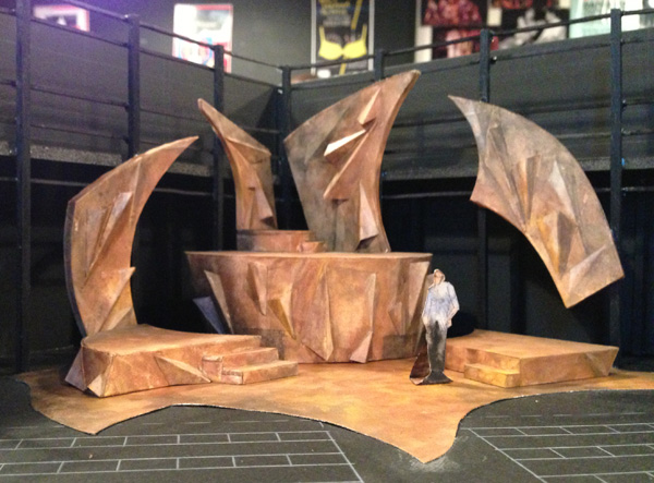 photo of Lynne Porter's set model for Theatre Fairfield's RHINOCEROS